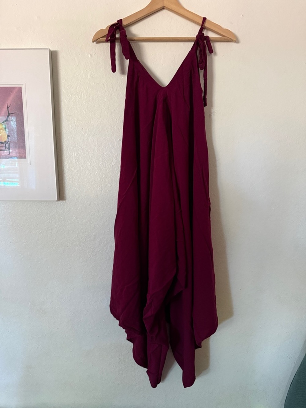 Cantik Flowy Tie-Shoulder Jumpsuit in Deep Wine One Sz